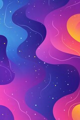 Poster - A vibrant abstract illustration featuring smooth curves and cosmic colors creating a tranquil cosmic landscape