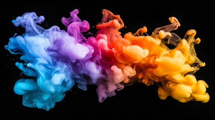 Wall Mural - a multicolored smoke plume, shimmering with all the colors of the rainbow. a swirling cloud of explo