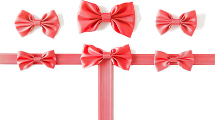Poster - Red Bows and Ribbons on a Clear Background Generative AI