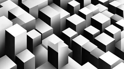 Poster - abstract monochromatic composition of interlocking cubes