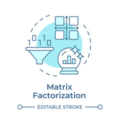 Wall Mural - Matrix factorization soft blue concept icon. Filtering technique, statistic metric. System, methodology. Round shape line illustration. Abstract idea. Graphic design. Easy to use article, blog post