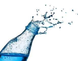 Aufkleber - Water splash out of a bottle isolated on white.