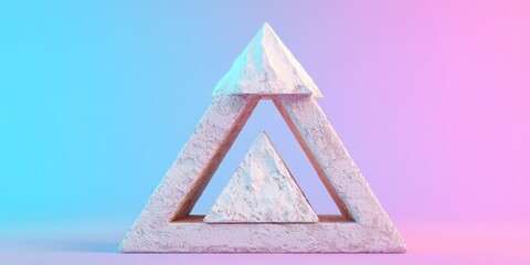 Poster - abstract geometric shapes triangles minimalism 3d render white neon lights blue pin