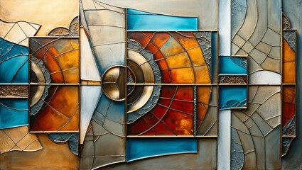 Sticker - Abstract stained glass artwork in warm colors.