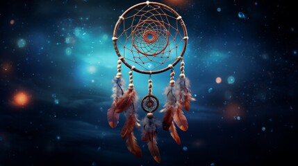 Enchanting Dreamcatcher Amidst a Mystical Forest Night