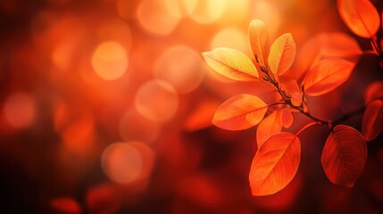 Sticker - A close-up of vibrant red leaves with a soft bokeh background, evoking autumn's beauty.