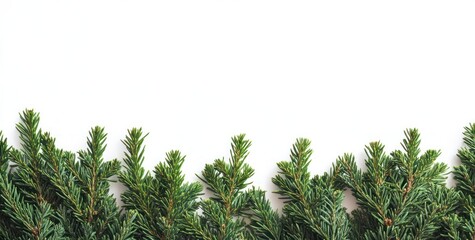 Sticker - A close-up of evergreen branches against a white background, ideal for holiday decorations.