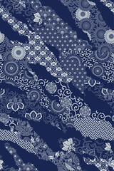Wall Mural - japanese style traditional fabric patchwork wallpaper abstract floral vector seamless pattern for sh