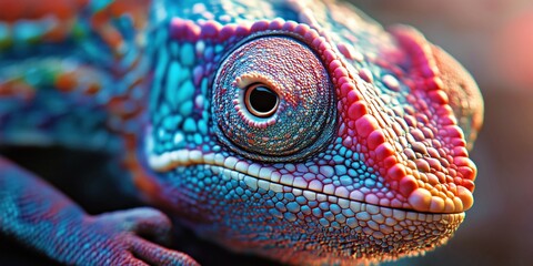 Wall Mural - chameleon covered in tiny water droplets