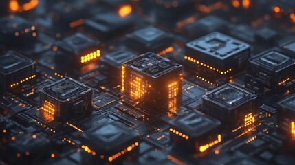 Poster - Futuristic 3D Robotic Factory Illustration