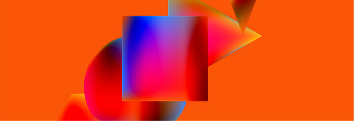Poster - Neon color geometric shapes square triangle circle abstract background. Vector Illustration For Wallpaper, Banner, Background, Card, Book Illustration, landing page