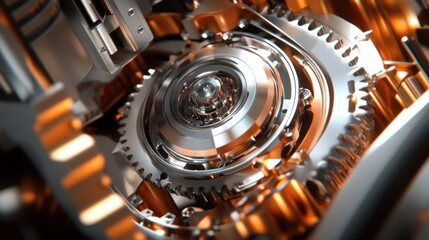 Poster - Interconnected 3D Gears and Belts in Machinery
