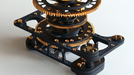 Poster - 3D Machine with Interconnected Gears and Belts Design