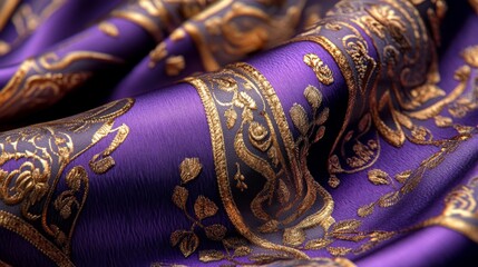 Poster - Luxurious Purple and Gold Fabric