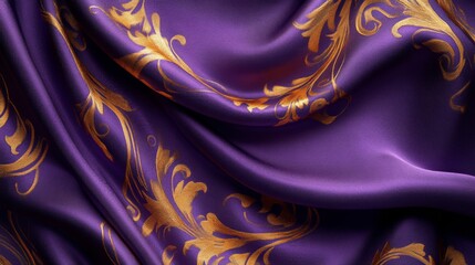 Poster - Luxurious Purple and Gold Fabric