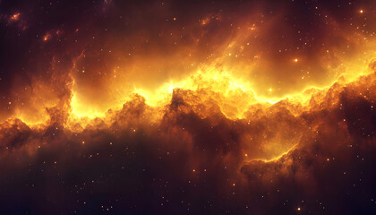 Wall Mural - golden nebula in space.