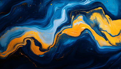 Wall Mural - abstract blue and gold swirls.