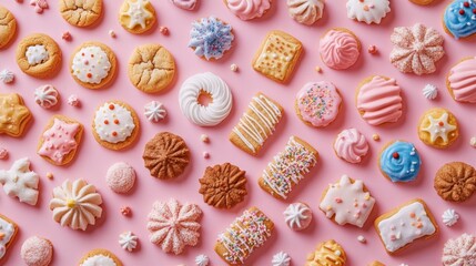 Sticker - Assorted Decorative Cookies on Pink Background