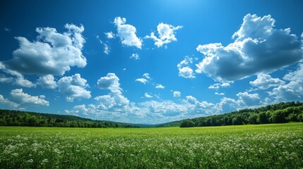 Wall Mural - idyllic meadow under a blue sky