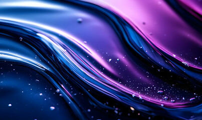 Wall Mural - abstract blue and purple liquid swirls with bubbles.