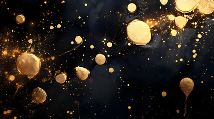 Wall Mural - abstract gold splatter on black background.