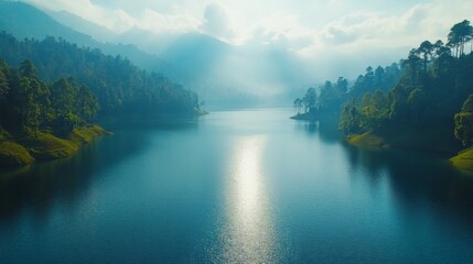 Canvas Print - Serene Mountain Lake at Sunrise