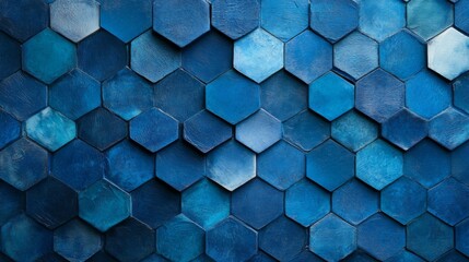 Wall Mural - Blue Hexagonal Tile Pattern