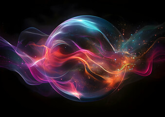 Wall Mural - abstract colorful energy sphere with sparkles.