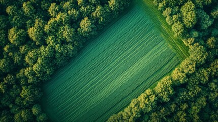 Wall Mural - Aerial View of Forest and Field