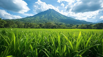 Canvas Print - Volcanic Landscape with Greenery