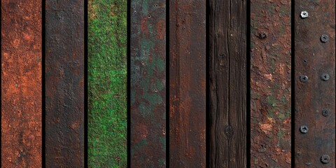 Sticker - Rustic Wood and Metal Texture Background   Grunge  Vintage  Industrial Design