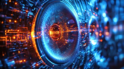 Poster - Glowing Electromagnetic Speaker Close-Up Image
