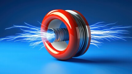 Poster - Electromagnetic Coil with Electric Sparks Close Up