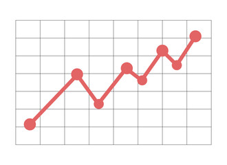 Poster - Rising up data points line chart against grid pattern black and white 2D line object. Increase profits sales. Economy statistics isolated clip art vector outline item. Monochromatic spot illustration