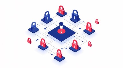 Poster - a user profile surrounded by padlocks, privacy settings, and encrypted code, representing how person