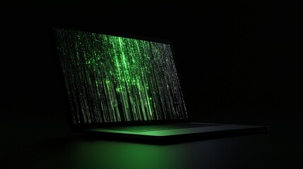 Poster - a conceptual image of 'privacy mode' on a computer, showing a darkened screen with only minimal, sec
