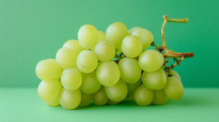 Vibrant Bunches: Captivating Shine Muscat Green Grapes against Lush Green Background -