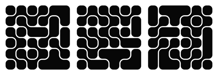 Wall Mural - collection of abstract composition of bold rounded rectangles connected to each other. liquid shapes