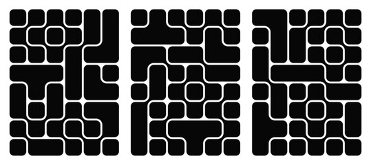 Wall Mural - collection of abstract composition of bold rounded rectangles connected to each other. liquid shapes