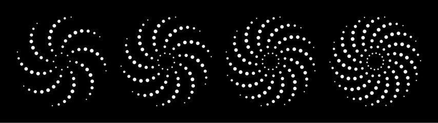 Wall Mural - collection of abstract circular dot swirl pattern in black and white, creating a dynamic visual effe