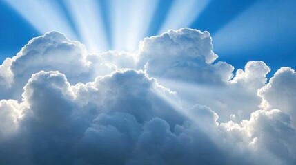 Wall Mural - vibrant rays of sunlight stream through the clouds, illuminating the sky and creating a breathtaking