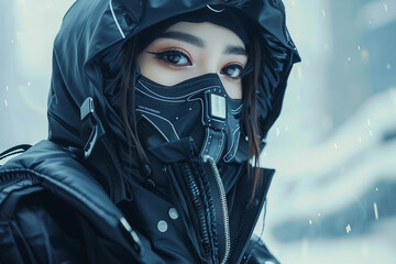 Poster - Person wear avant-garde futuristic outfit design generative AI