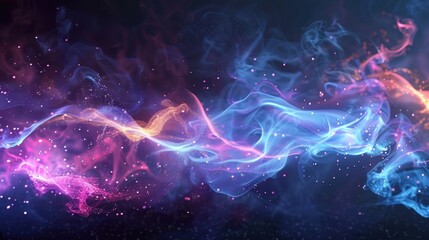 Poster - Vibrant blue and purple flames swirl and flicker elegantly, creating a captivating visual effect in darkness