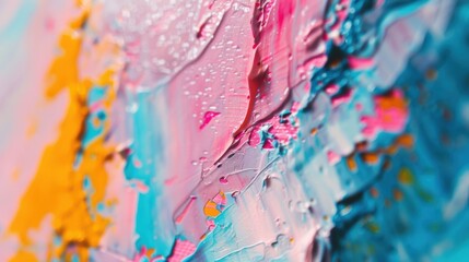 Poster - A vibrant abstract oil painting showcases a mix of colors and textures, creating a striking visual experience with depth and movement