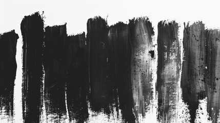 Poster - Bold black brush strokes overlap on a white background, forming a striking visual contrast that emphasizes texture and artistic expression