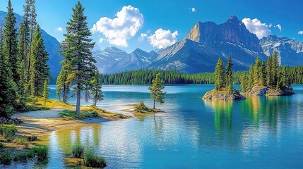 Serene Mountain Landscape with Clear Blue Water