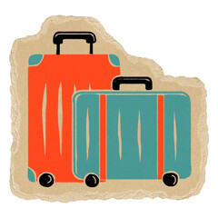 Poster - Luggage png sticker, torn paper transparent background