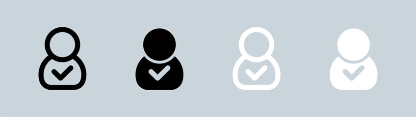 Poster - Approved icon set in black and white. Confirm signs vector illustration.