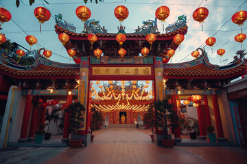 Beautiful greeting card with holiday composition for celebrate chinese festival of lanterns