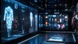 © WINGGOD - Smart clothing with integrated technology on display in a futuristic fashion store with interactive screens